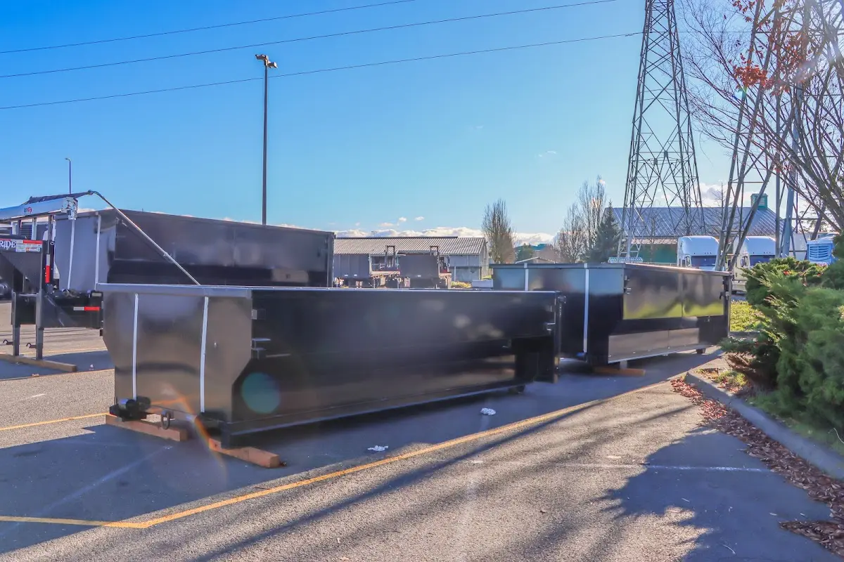 Roll-off dumpster ready for waste disposal at job site for 6 Yard Dumpster Rental in Three Rivers